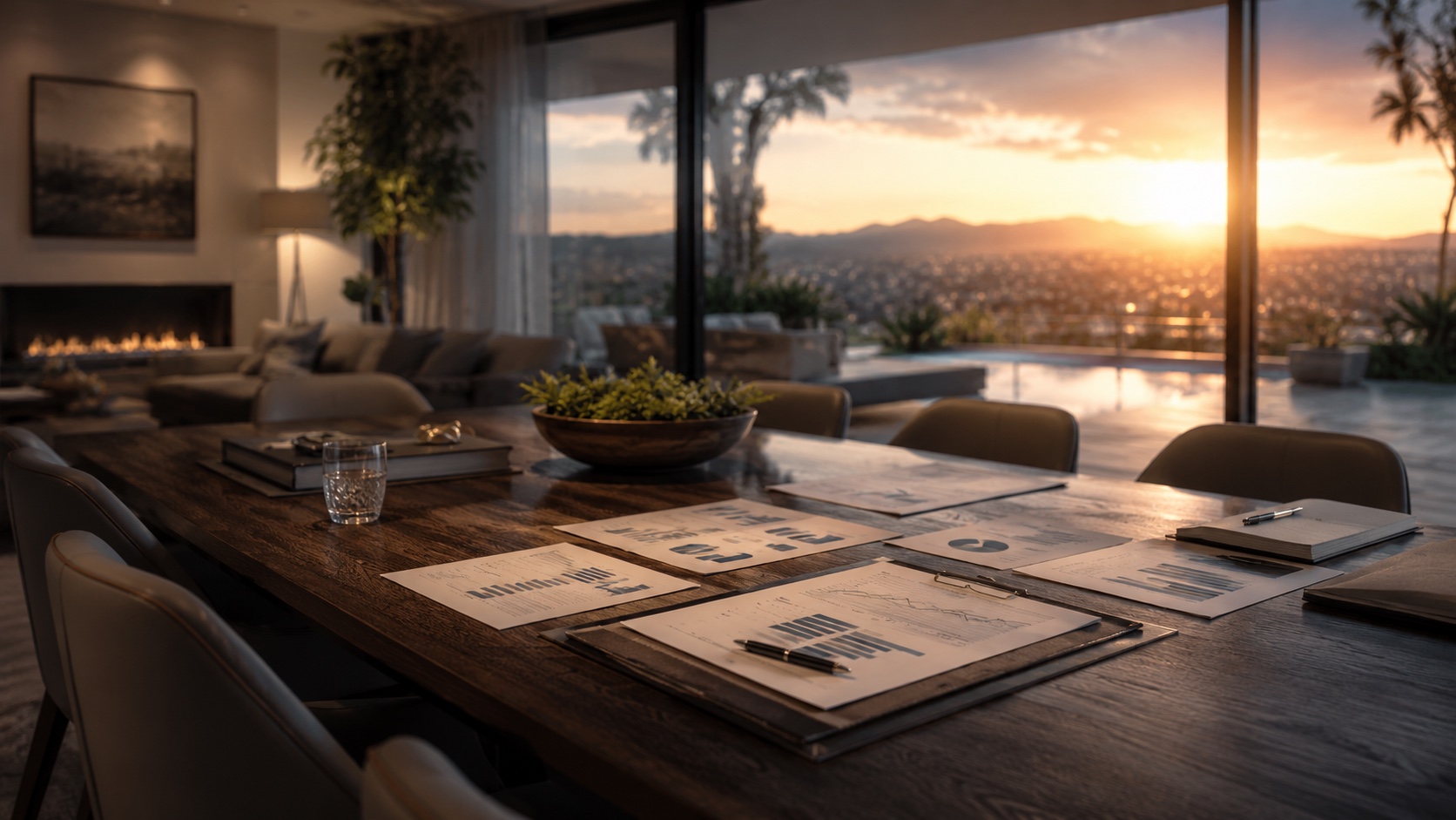 Editorial scene illustrating luxury real estate pricing and launch strategy